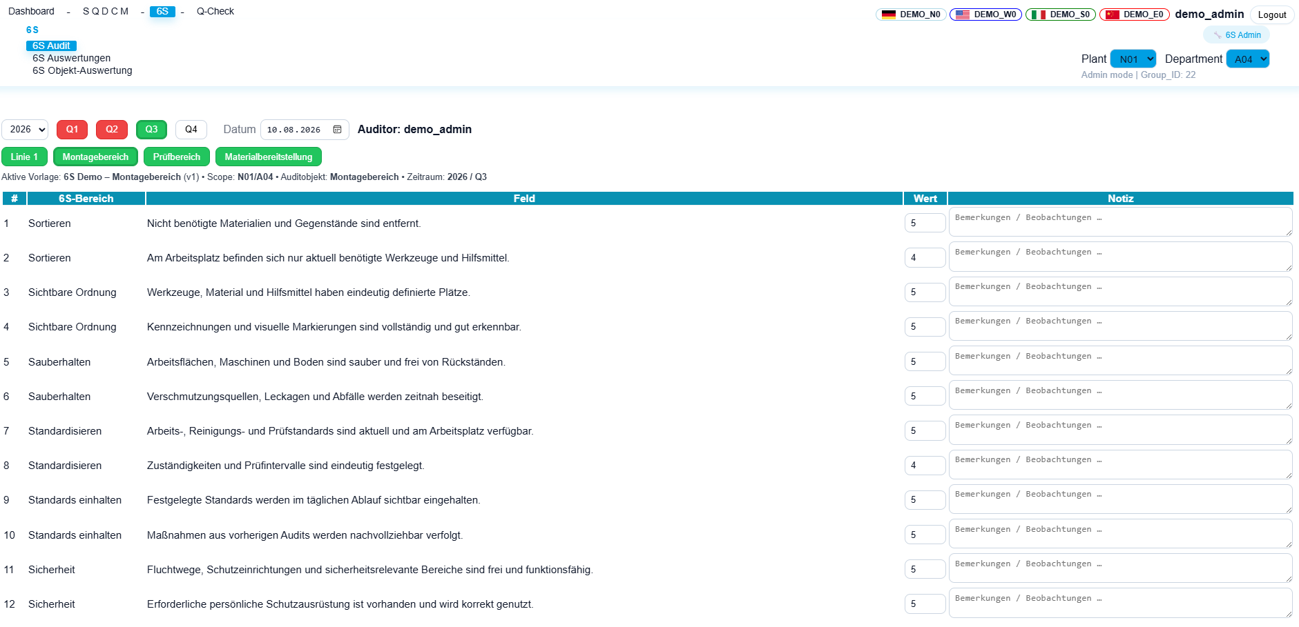 SQDCM 6S Audit